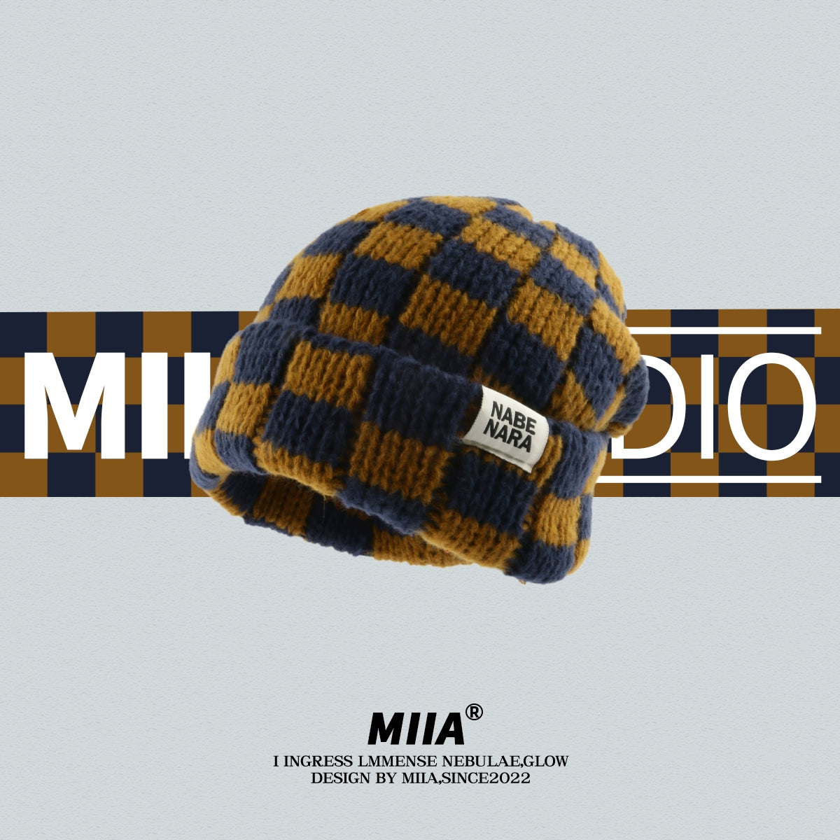 Color Block Checkerboard Beanie