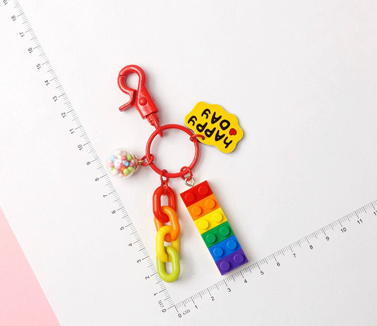 Rainbow Building Block Keychain