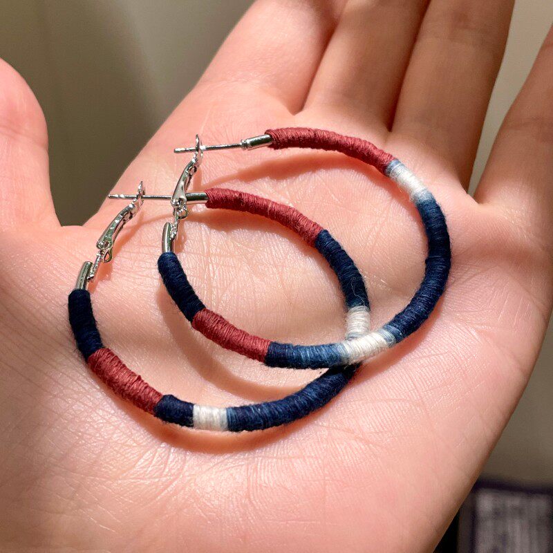 Handwoven Thread Hoop Earrings