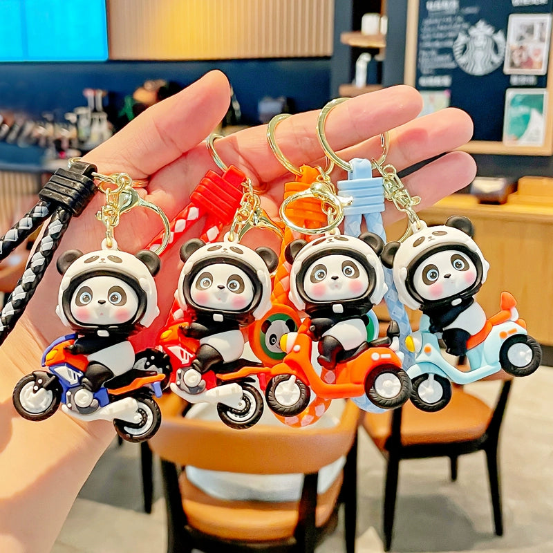 Panda on Scooter Keychain