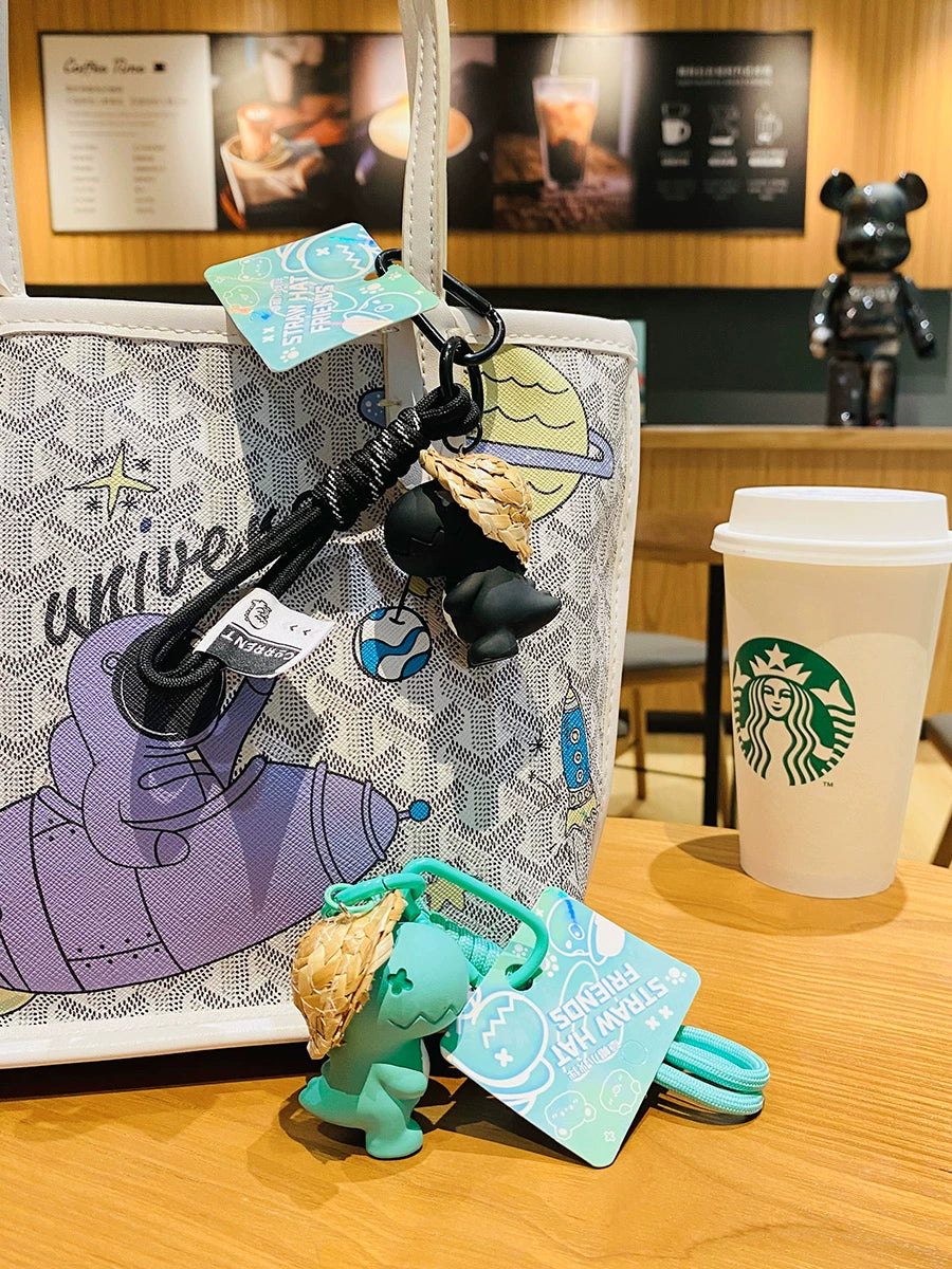 Dino in Straw Hat Keychain