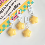 Macaron - colored Cream Yellow Star Keychain with Pudding Texture
