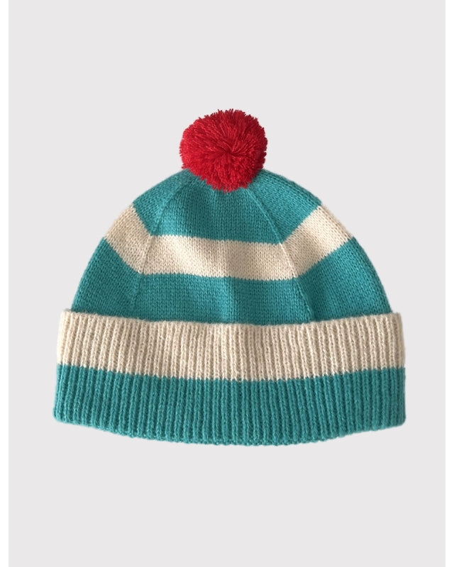 Striped Pom Pom Beanie