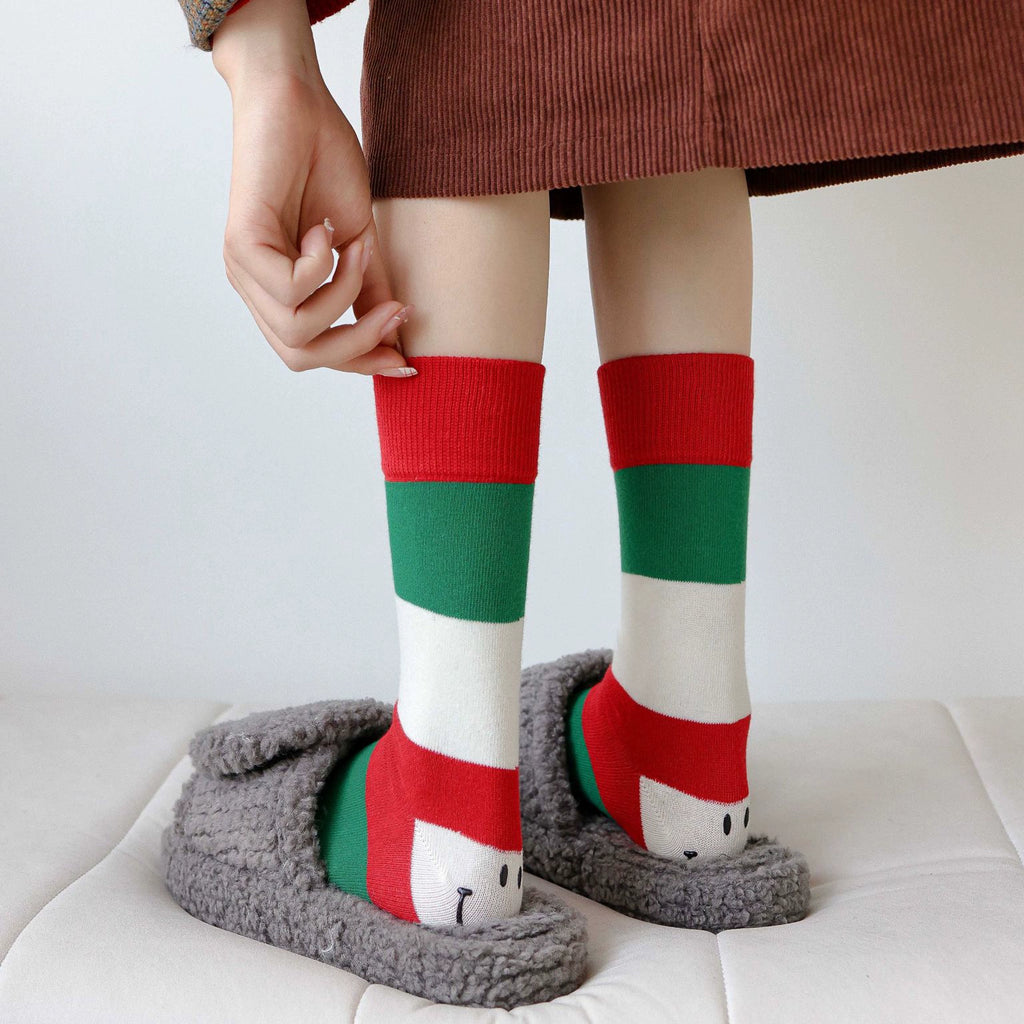 Color Block Smiley Face Socks