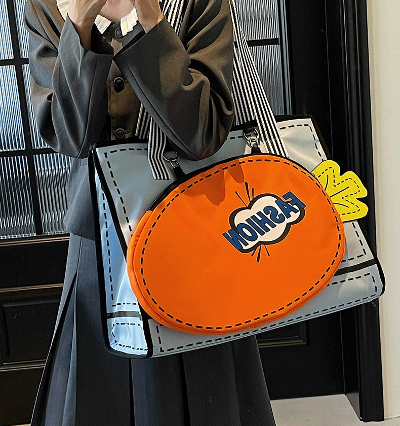Oversized  Tote Bag with Carrot Paddle Case