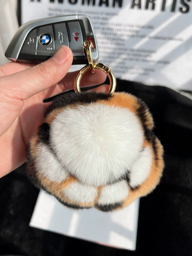 Rabbit Fur Tiger Keychain
