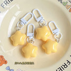 Macaron - colored Cream Yellow Star Keychain with Pudding Texture