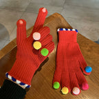 Pom-Pom Fingertip Wool Gloves