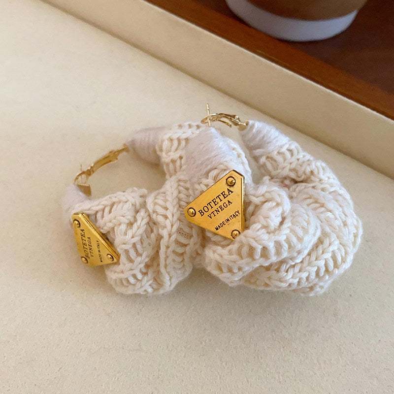 Hand-Knit Wool Statement Earrings