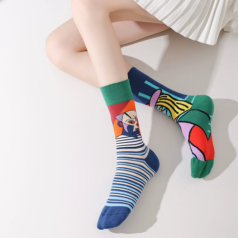 Mismatched Trendy Design Crew Socks
