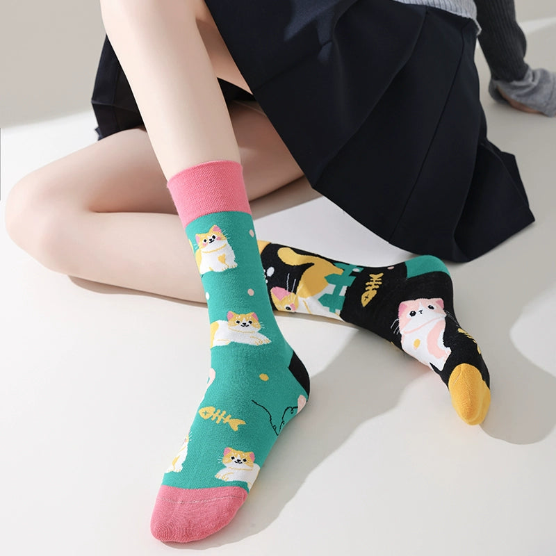 Mismatched Trendy Design Crew Socks