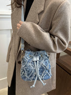 Denim Bucket Tote Cross Body Bag
