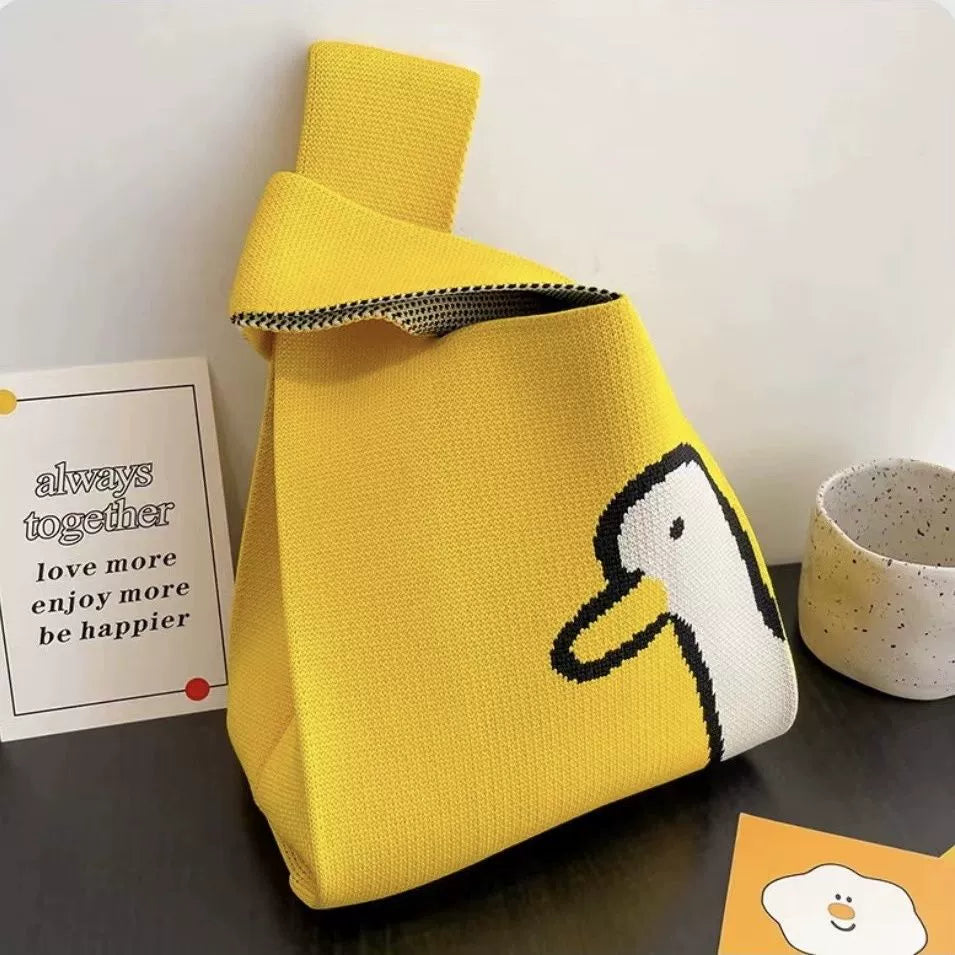 Retro Knit Fabric Mini Tote Bag