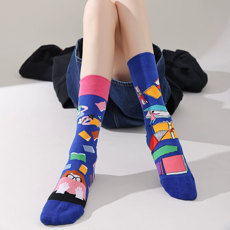 Mismatched Trendy Design Crew Socks