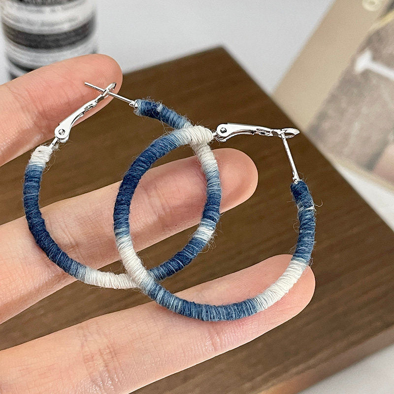 Handwoven Thread Hoop Earrings