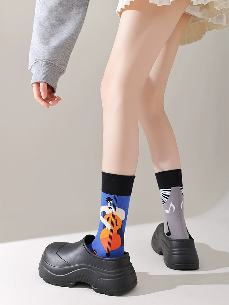 Mismatched Trendy Design Crew Socks