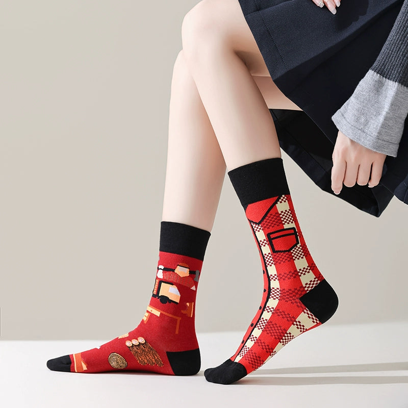 Mismatched Trendy Design Crew Socks