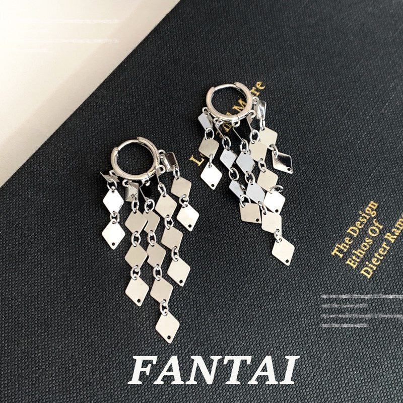 Unique Diamond Tassel Earrings