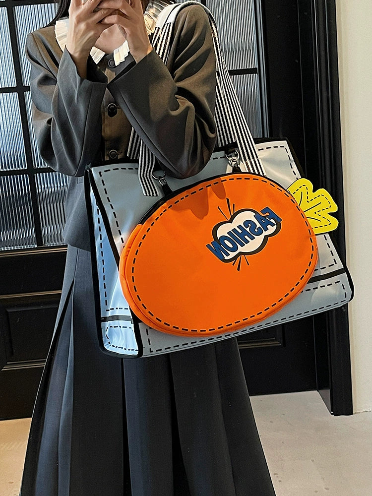 Oversized  Tote Bag with Carrot Paddle Case