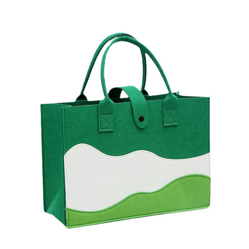 Color Block Wave Felt Tote Bag
