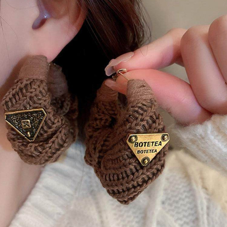 Hand-Knit Wool Statement Earrings