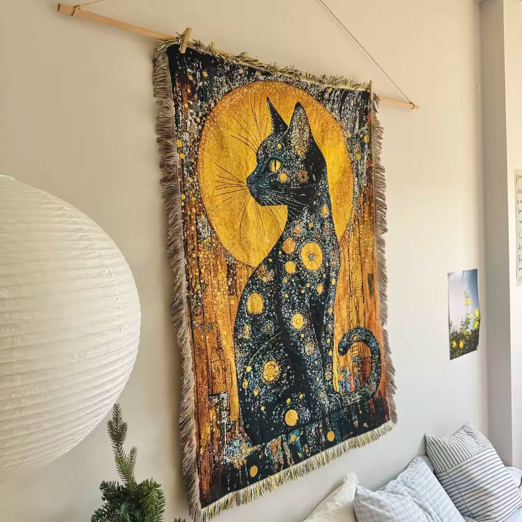Gustav Klimt Golden Cat Tapestry
