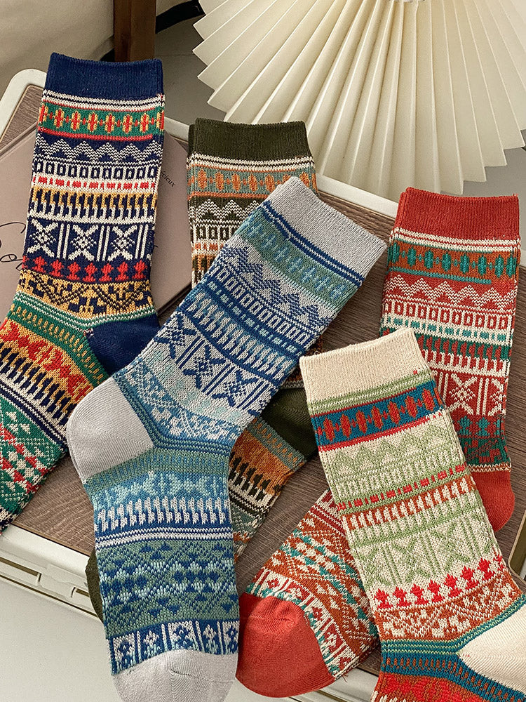 Fair Isle Knit Socks