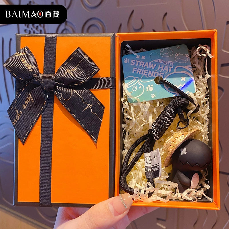 Dino in Straw Hat Keychain