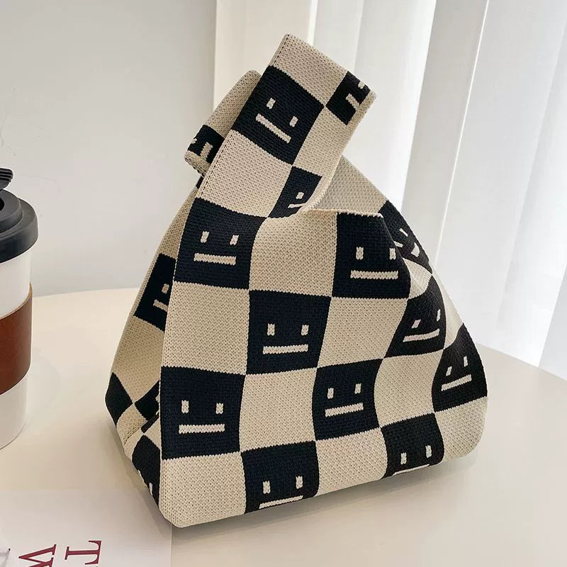 Retro Knit Fabric Mini Tote Bag