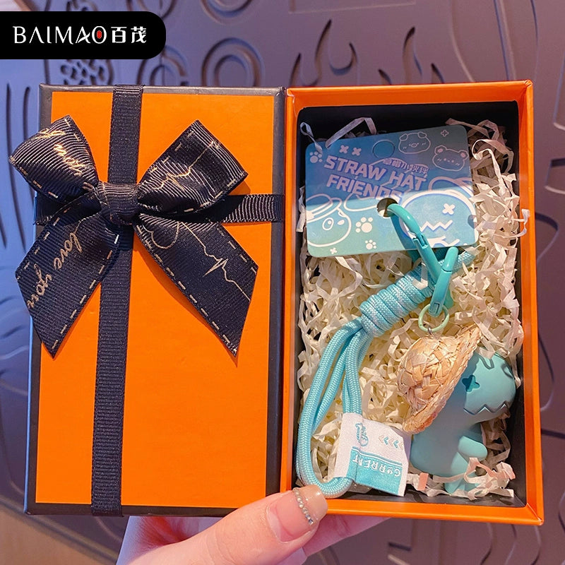 Dino in Straw Hat Keychain