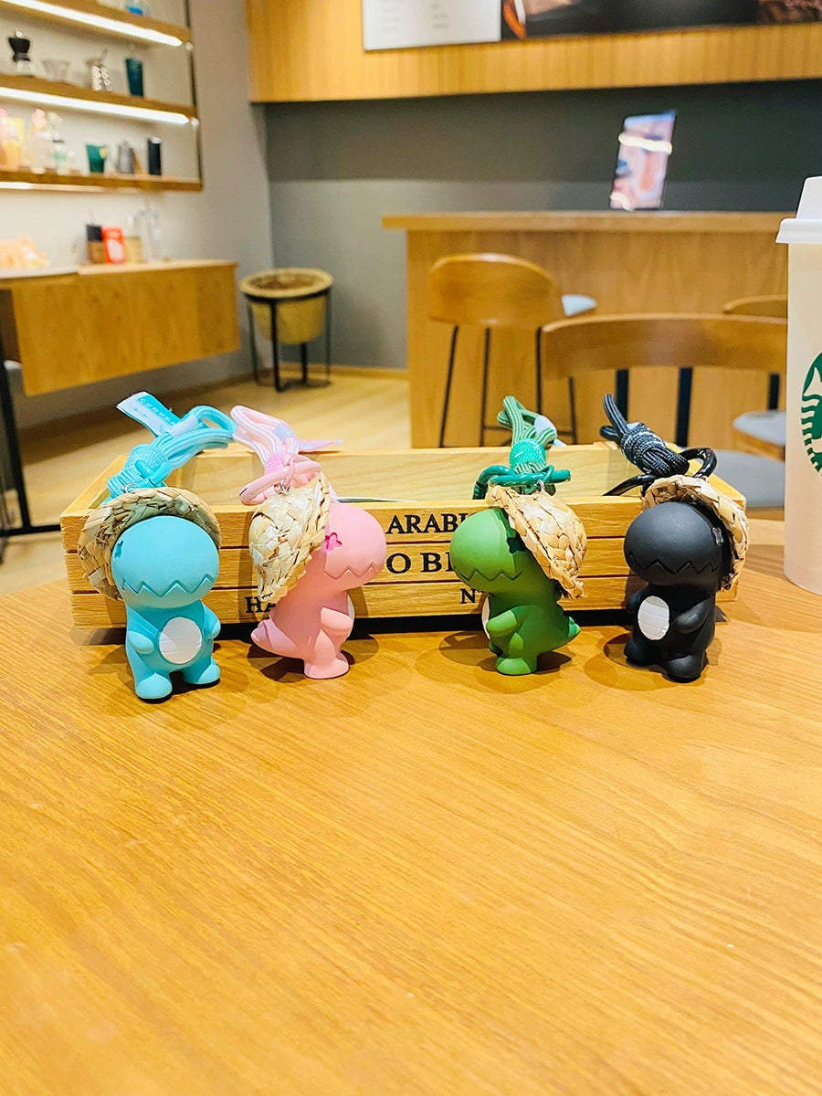 Dino in Straw Hat Keychain