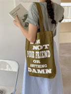 Literary Style Minimalist Slogan Canvas Tote Bag