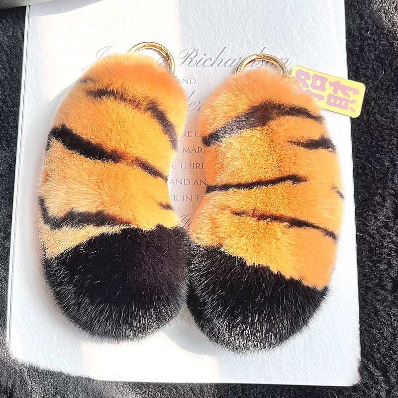 Rabbit Fur Tiger Keychain
