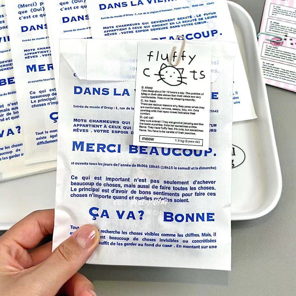 Aesthetic Blue Typography Paper Bags