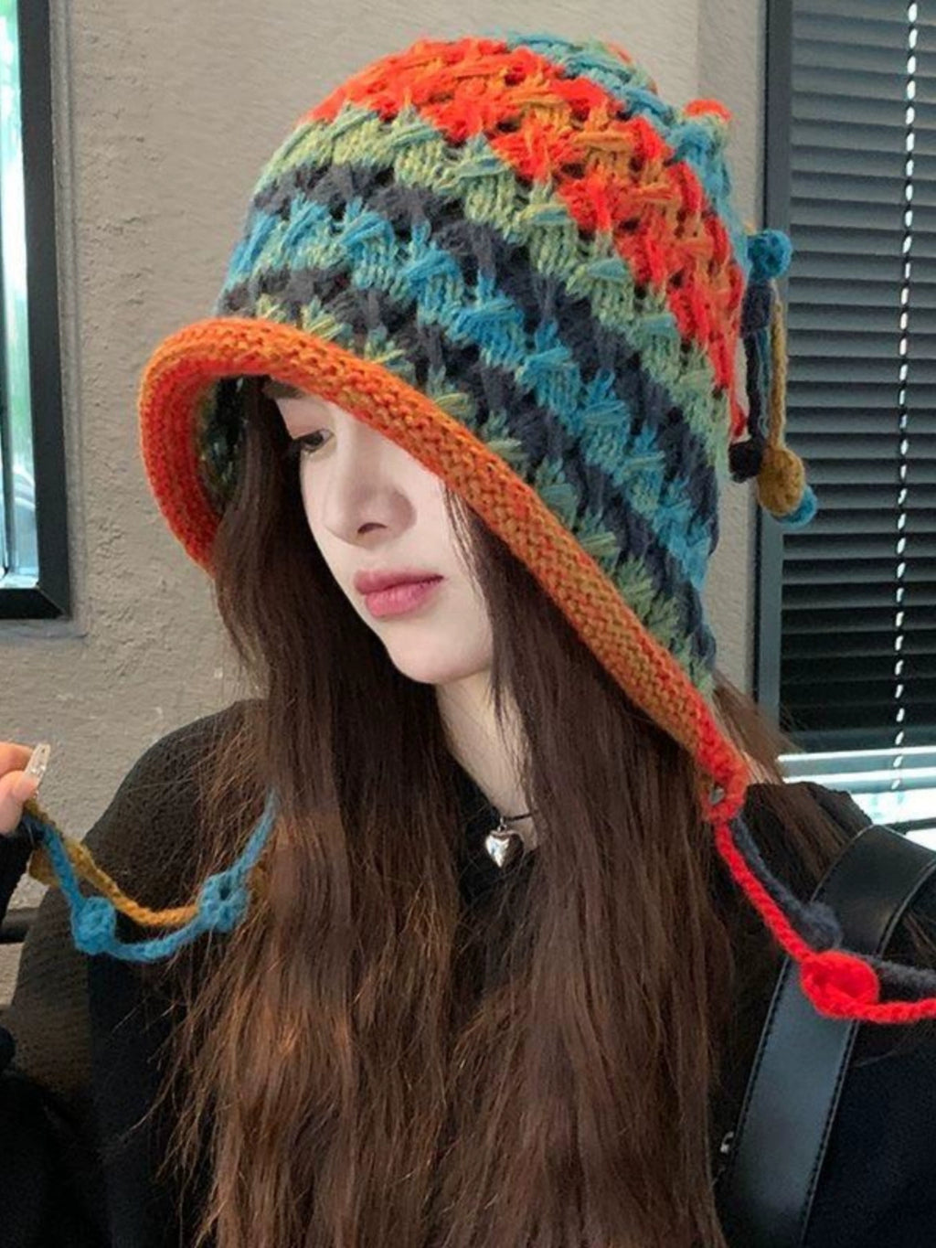Rainbow Cable Knit Beanie