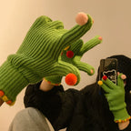Pom-Pom Fingertip Wool Gloves