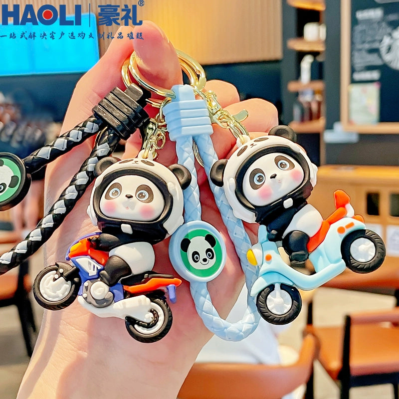 Panda on Scooter Keychain