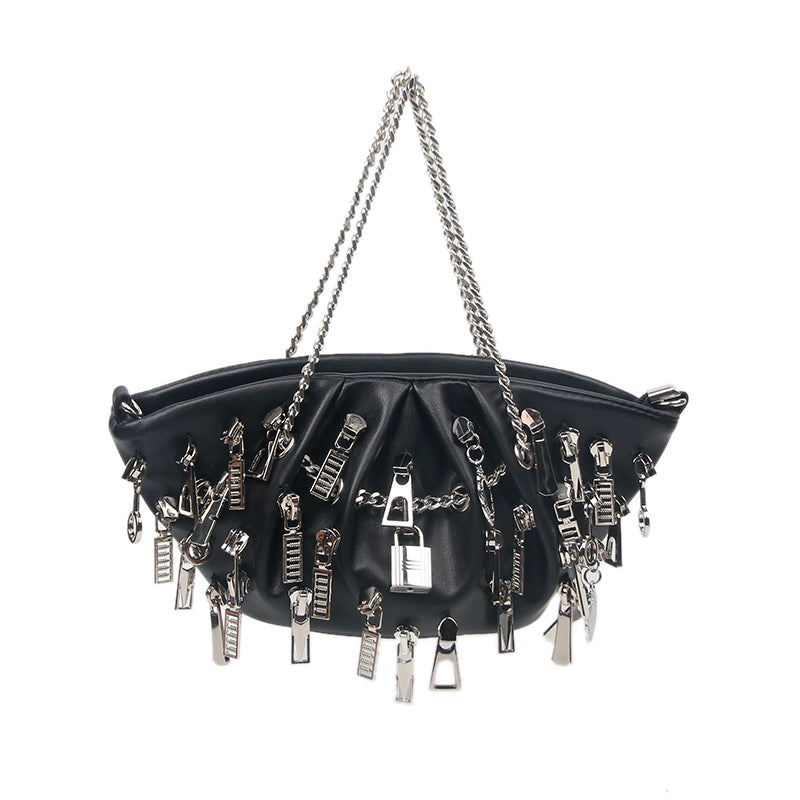 Cyberpunk Zipper Hobo Bag