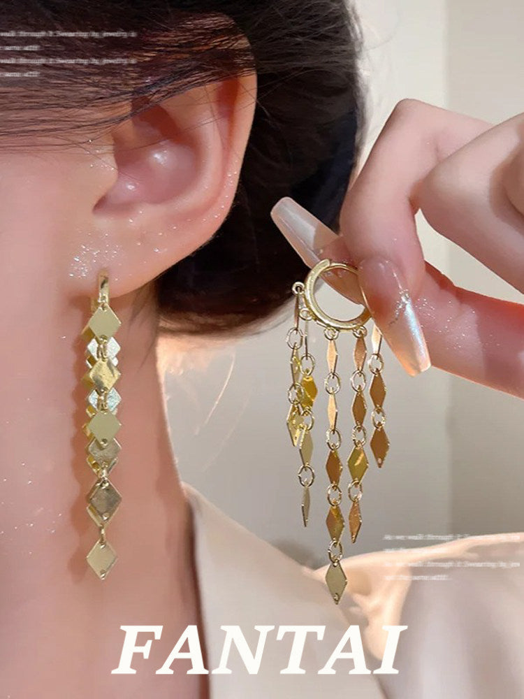 Unique Diamond Tassel Earrings