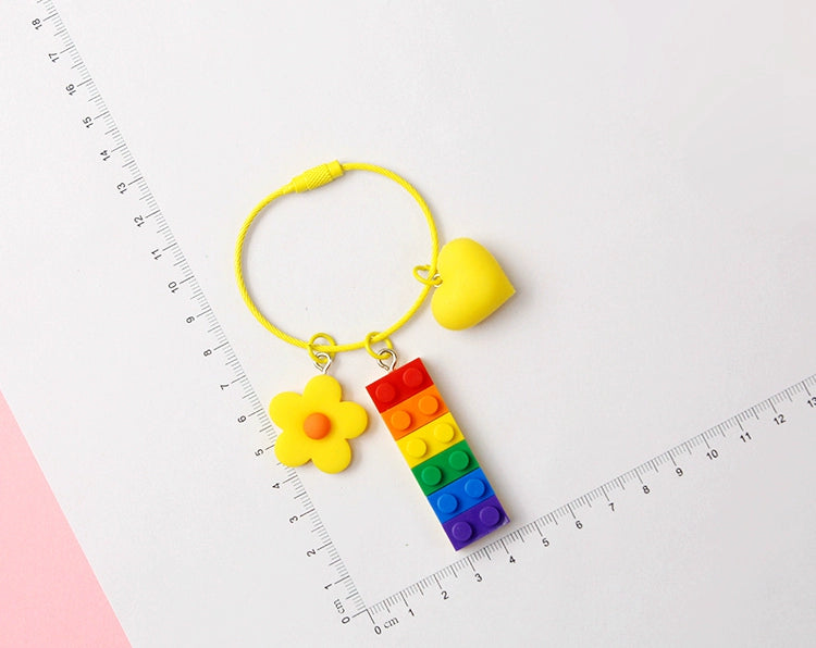 Rainbow Building Block Keychain