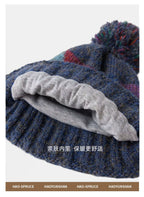 Geo-Color Block Pom-Pom Beanie