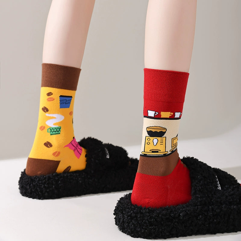Mismatched Trendy Design Crew Socks
