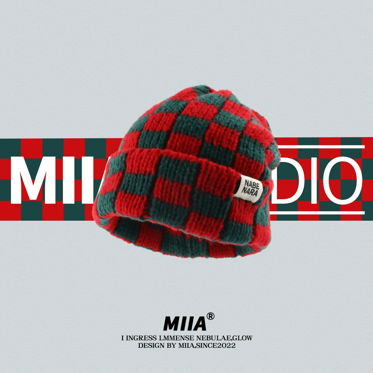 Color Block Checkerboard Beanie