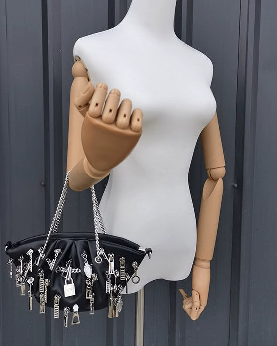 Cyberpunk Zipper Hobo Bag