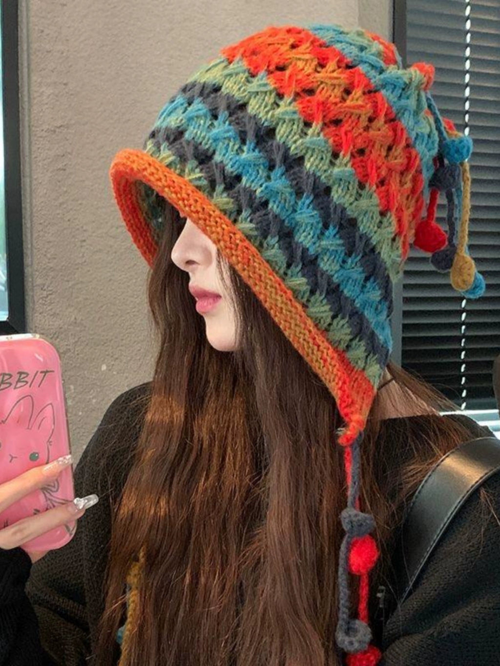 Rainbow Cable Knit Beanie