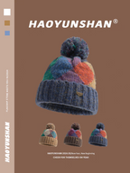 Geo-Color Block Pom-Pom Beanie