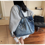 Distressed Denim Tote Bag