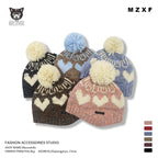 Pom Pom Heart Beanie