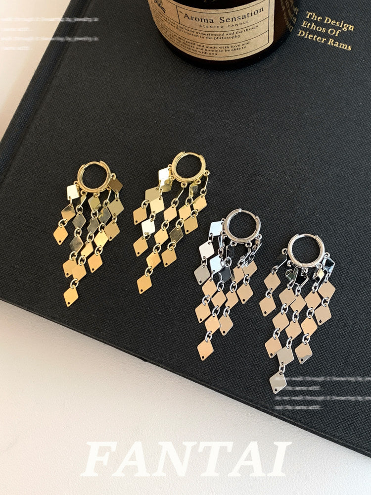 Unique Diamond Tassel Earrings