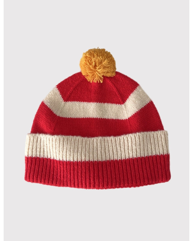 Striped Pom Pom Beanie